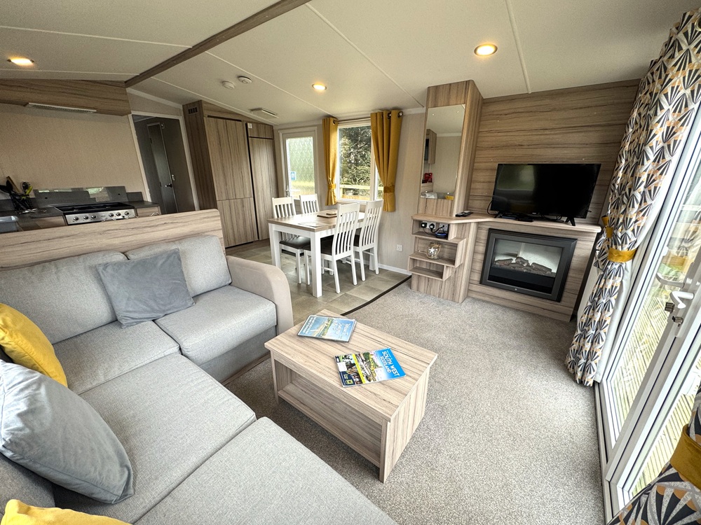 Nith hire fleet luxury caravan living area