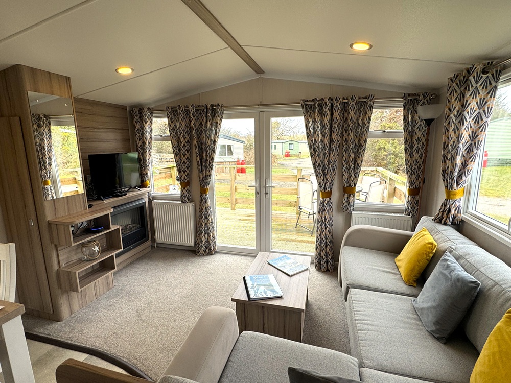 Nith hire fleet luxury caravan living area
