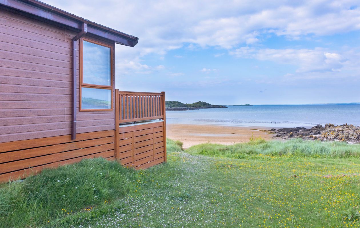 Beach view from holiday home at Sandgreen Caravan Park